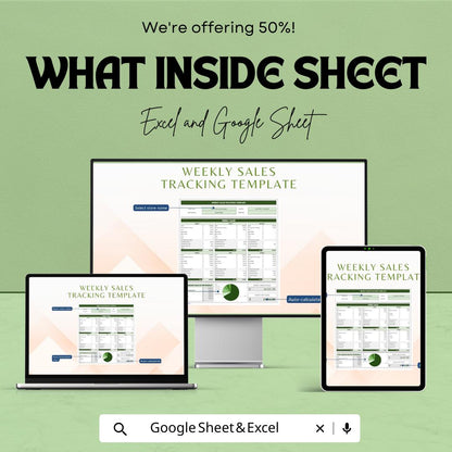Weekly Sales Tracking Template | Sales Tracker Excel & Google Sheets | Weekly Revenue Tracker | Small Business Sales Log Template