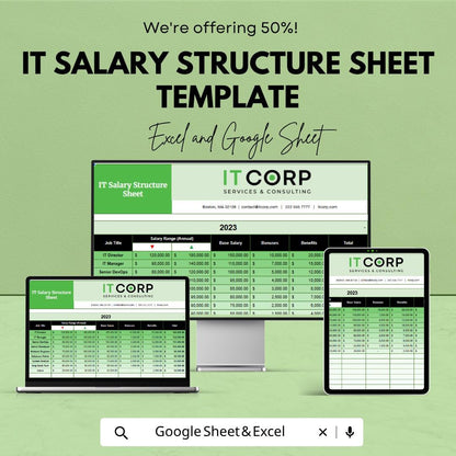 IT Salary Structure Sheet Template | Employee Compensation Planner | Payroll Management Spreadsheet | HR Salary Budget Tracker |