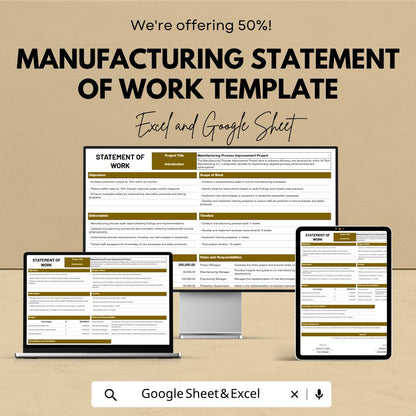 Manufacturing Statement of Work Template | SOW Template | Project Scope Document | Manufacturing Project Plan