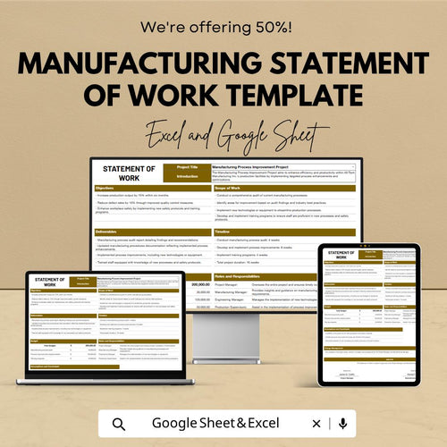 Manufacturing Statement of Work Template | SOW Template | Project Scope Document | Manufacturing Project Plan