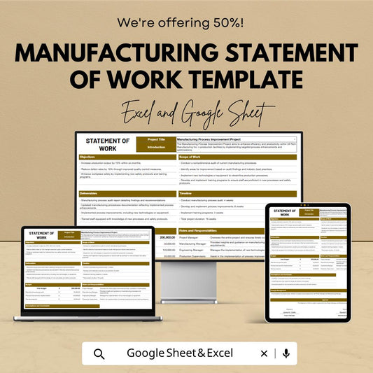 Manufacturing Statement of Work Template | SOW Template | Project Scope Document | Manufacturing Project Plan