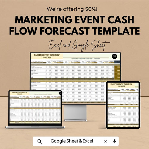 Marketing Event Cash Flow Forecast Template , Event Budget Planner Spreadsheet, Marketing Budget Tracker, Cash Flow Planner