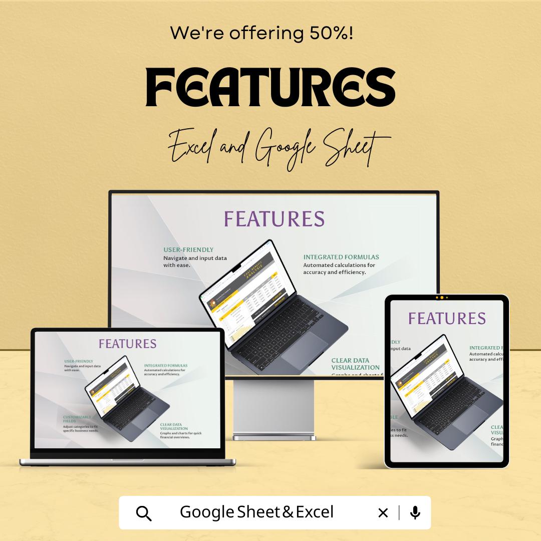 Cost Benefit Analysis Template | Excel & Google Sheets Financial Decision Tool | ROI and Project Evaluation Spreadsheet