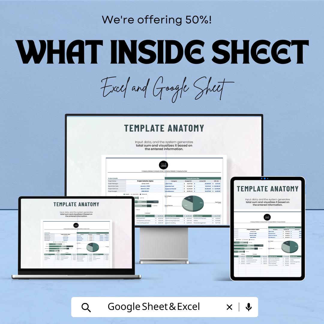 Project Budget Sheet | Excel and Google Sheets Template | Expense Tracker | Budget Forecast & Allocation Tool | Editable Financial Planner