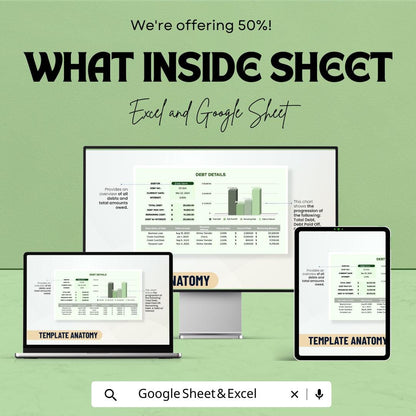 Debt Inventory Sheet | Excel and Google Sheets Template for Debt Management | Debt Tracking & Payment Planner | Financial Freedom |