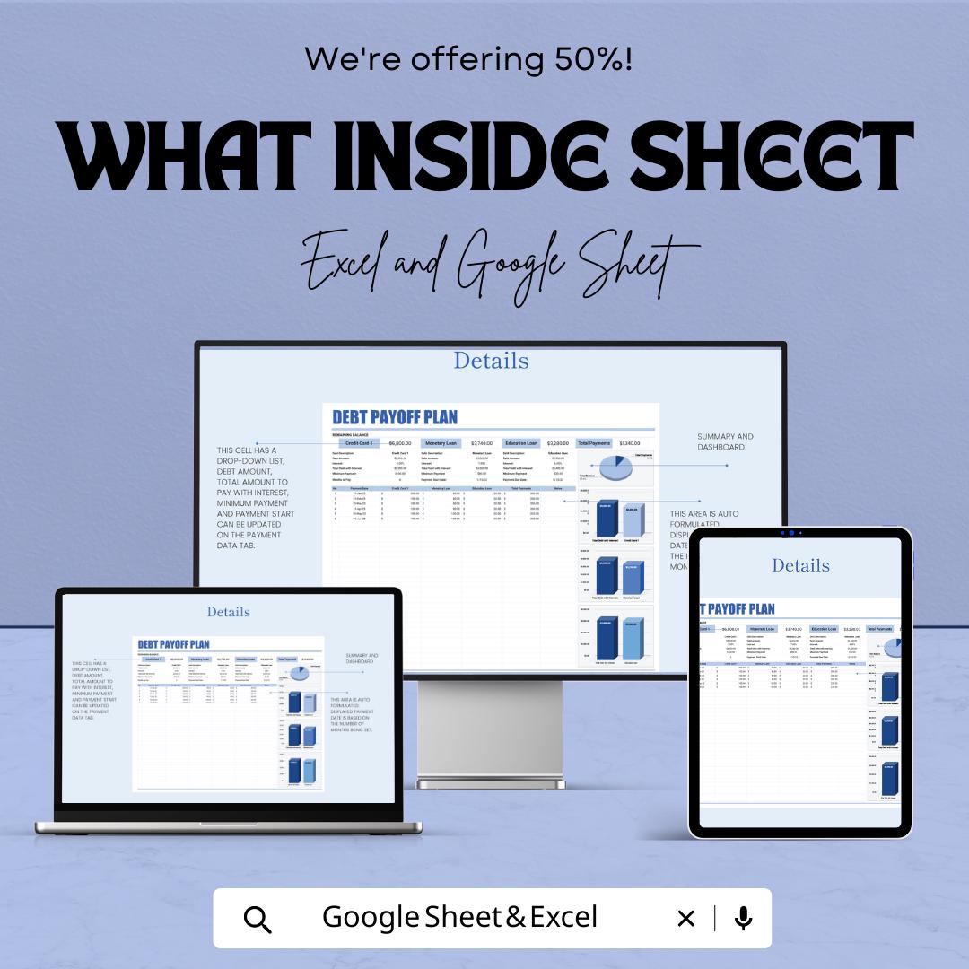 Debt Payoff Plan Template | Excel & Google Sheets Debt Tracker | Debt Snowball Spreadsheet | Loan Payment Planner | Personal Finance Tool