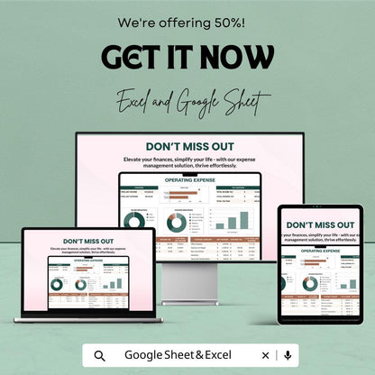 Operating Expense Sheet | Google Sheets and Excel Template | Expense Tracker | Business Budget Planner | Cash Flow & Income Breakdown