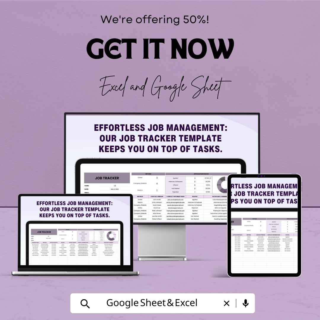 Job Tracker Sheet | Google Sheets | Job Application Tracker | Progress Status & Notes | HR Tool | Editable Template | Instant Download