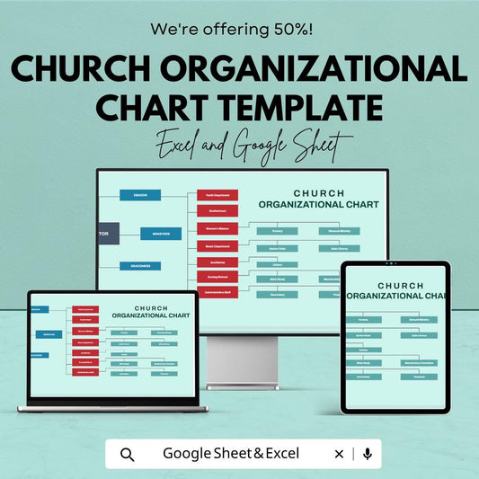 Church Organizational Chart Template | Ministry Structure Chart | Church Leadership Planner | Excel & Google Sheets Org Chart |