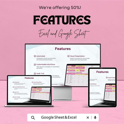 Expense Report Management Sheet - Automated Excel & Google Sheet Template for Accurate Expense Tracking