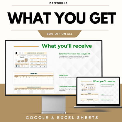 Candidate Conversion Rate Analyzer HR Template, Recruitment Funnel Tracker, Hiring Conversion Dashboard, Google Sheets Excel