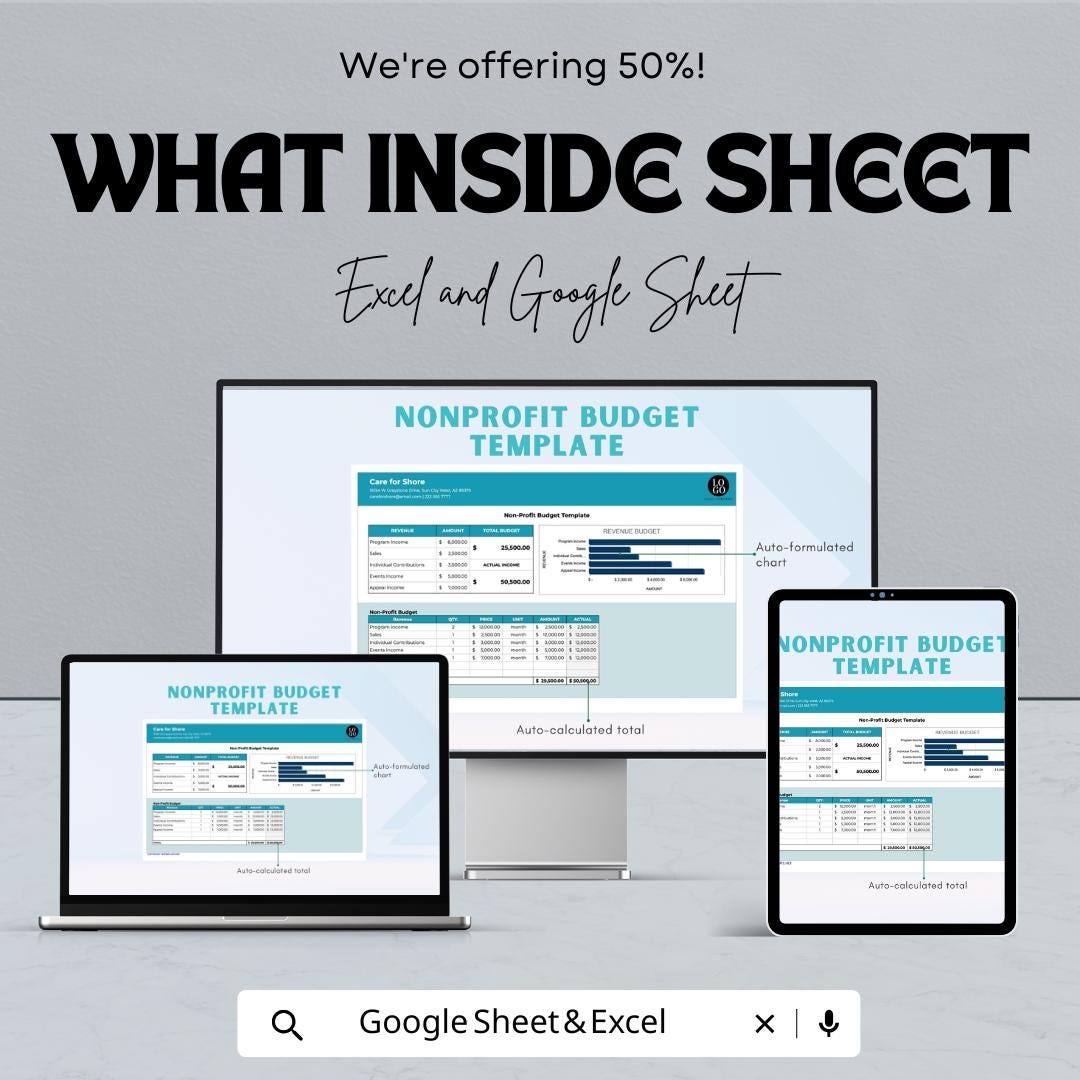 Nonprofit Budget Template | Excel & Google Sheets | Easy-to-Use Financial Planning for Nonprofit Organizations