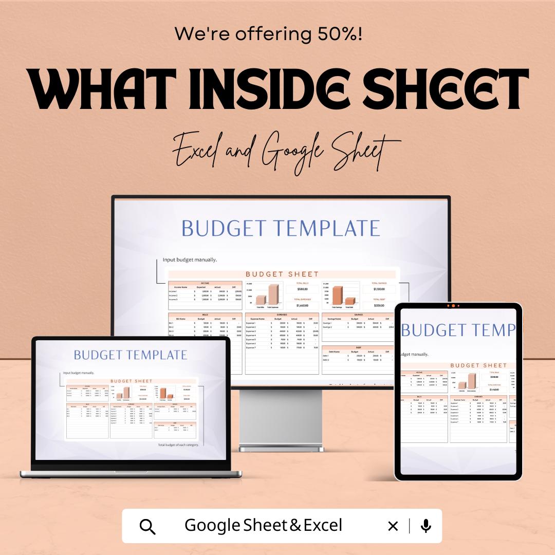 Digital Download Excel & Google Sheets | Personal Finance Tracker | Monthly Expense Budgeting Template