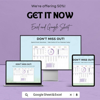 Budget Tracker Sheet | Personal Finance Management Template | Excel & Google Sheet | Budget Planner | Expense Tracker | Money Management