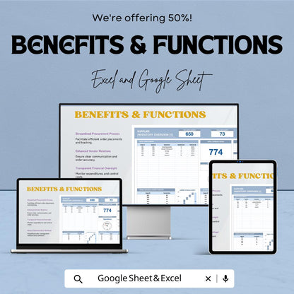 Supplies Inventory Sheet - Excel and Google Sheet Template for Real-Time Stock Tracking, Inventory Management & Reporting
