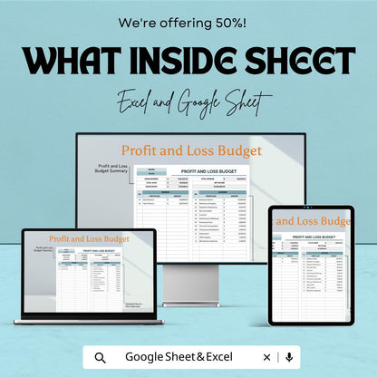 Profit and Loss Budget Template | P&L Statement Spreadsheet | Business Budget Planner | Excel and Google Sheets