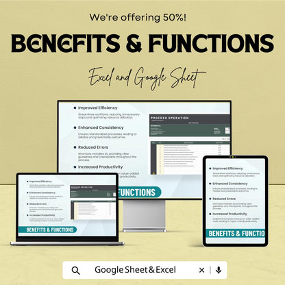 Process Operation Template, Workflow Management Spreadsheet, Operations Log Sheet, Process Tracker, Excel and Google Sheets Template