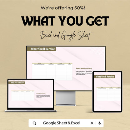 Event Attendance Log Template | Attendance Tracker Spreadsheet | Event Registration Sheet | Excel & Google Sheets | Guest List Organizer
