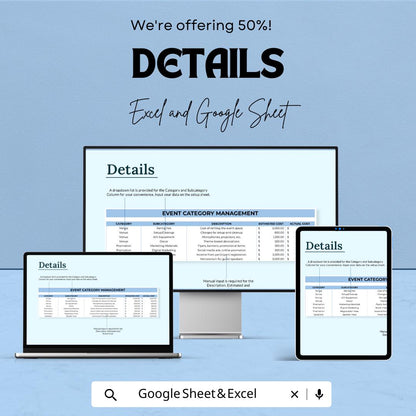 IT Event Budget Template | Excel & Google Sheets Event Budget Planner | Tech Conference Cost Tracker | Corporate Event Budget Spreadsheet