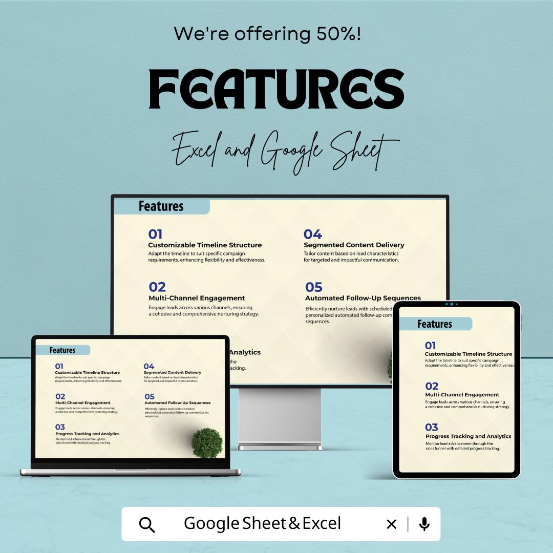 Sales Lead Nurturing Timeline Template | Sales Tracker Spreadsheet | CRM Lead Management Excel | Google Sheet Sales Pipeline | Marketing