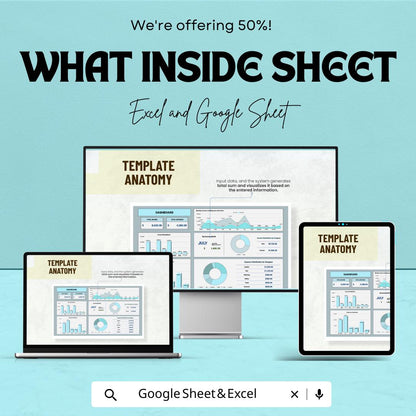 Animated Key Data Dashboard | Google Sheets and Excel Template | Interactive Business KPI Report | Expense Tracker & Income Report
