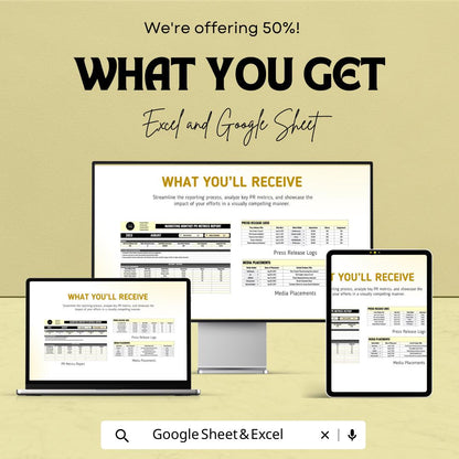 Marketing Monthly PR Report Template, PR Metrics Tracker, Excel & Google Sheets Public Relations Dashboard, Media Coverage Report