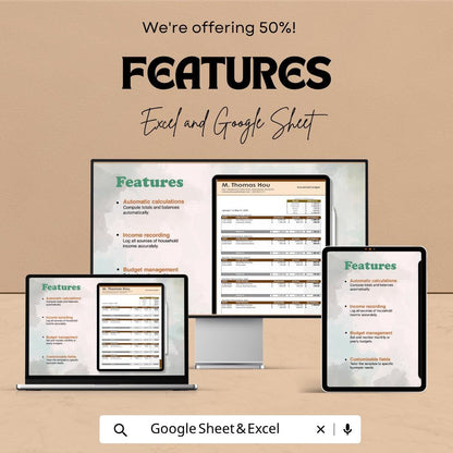 Household Ledger Template Excel Google Sheets | Expense Tracker Spreadsheet | Home Budget Planner | Financial Ledger | Digital Budget