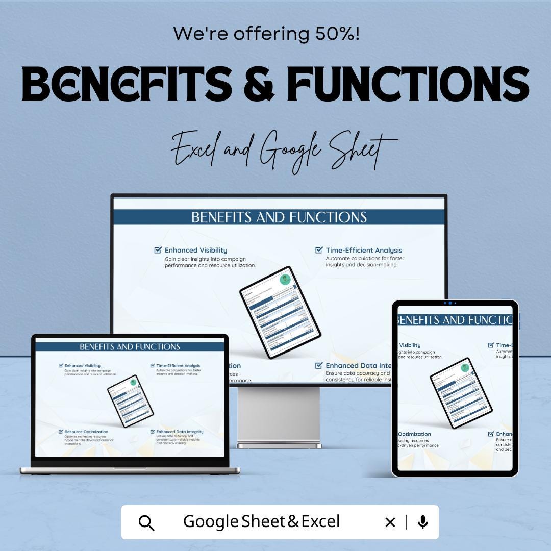 Marketing ROI Template | Return on Investment Calculator | Marketing Analytics Spreadsheet | Digital Download