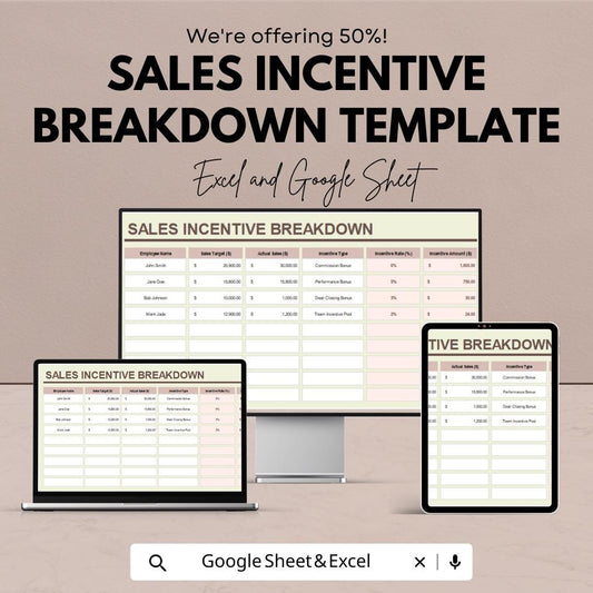 Sales Incentive Breakdown Template | Excel & Google Sheets | Commission Tracker | Sales Bonus Calculator | Incentive Plan Spreadsheet