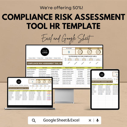 Compliance Risk Assessment Tool HR Template | HR Risk Management Spreadsheet | Compliance Tracking Tool | Risk Assessment Matrix