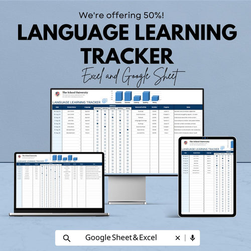 Language Learning Tracker  Template | Study Planner Spreadsheet | Language Study Log | Progress Dashboard | Student Tracker