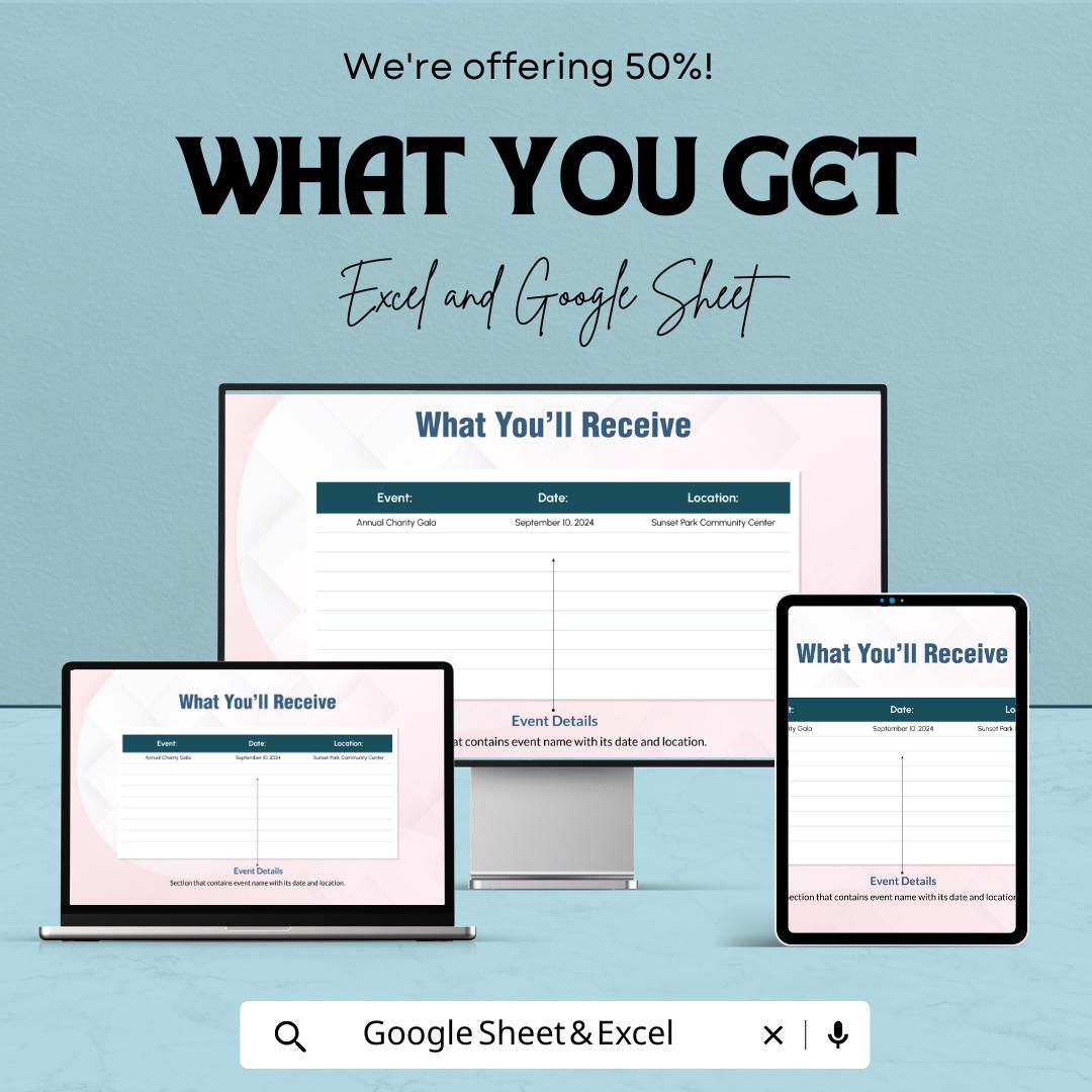 Event Sign Up Sheet Template | Event Registration Form | Attendance Tracker | Excel & Google Sheets