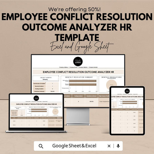 Employee Conflict Resolution Outcome Analyzer HR Template | Excel & Google Sheets | HR Conflict Tracking Dashboard