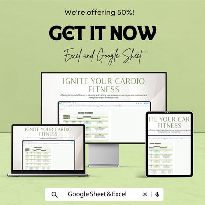 Cardio Workout Template Excel & Google Sheets | Workout Planner Spreadsheet | Fitness Tracker | Cardio Training Log | Exercise Planner