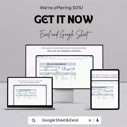 Calculator Sheet | Excel and Google Sheets | Expense Tracker | Income & Loan Calculator | Editable Budget Template