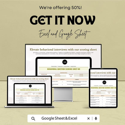 Behavioral Interview Scoring Sheet HR Template | Interview Evaluation Form | Candidate Scoring Spreadsheet | HR Hiring Toolkit