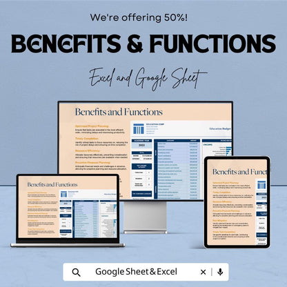 Education Budget Forecasting Worksheet - Excel & Google Sheet | Budget Management Template for Academic Institutions