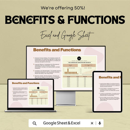 Test Duration Tracker HR Template | Test Completion Time Tracker | HR Assessment Tracker | Hiring Evaluation Tool