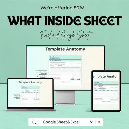 Editable Rent Invoice Template for Excel & Google Sheets – 50% Off – Customizable Rent Invoice for Property Management