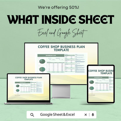 Coffee Shop Business Plan Template | Startup Excel & Google Sheet | Coffee Shop Financial Planner | Restaurant Business Plan