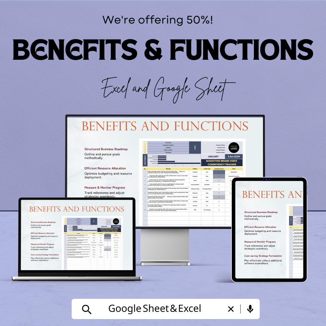 Marketing Brand Voice Consistency Tracker Template | Brand Messaging Audit Tool | Excel & Google Sheets Marketing Tracker