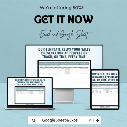 Sales Presentation Approval Log Template | Sales Approval Tracker | Presentation Workflow Manager | Excel & Google Sheets