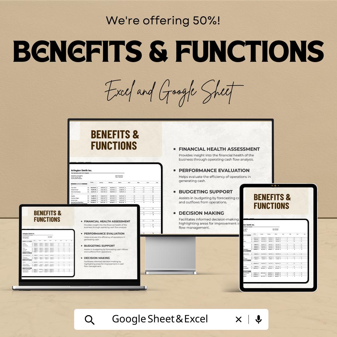 Operating Cash Flow Template , Business Cash Flow Statement, Expense and Revenue Tracker, Financial Planning , Cash Flow Analysis Tool
