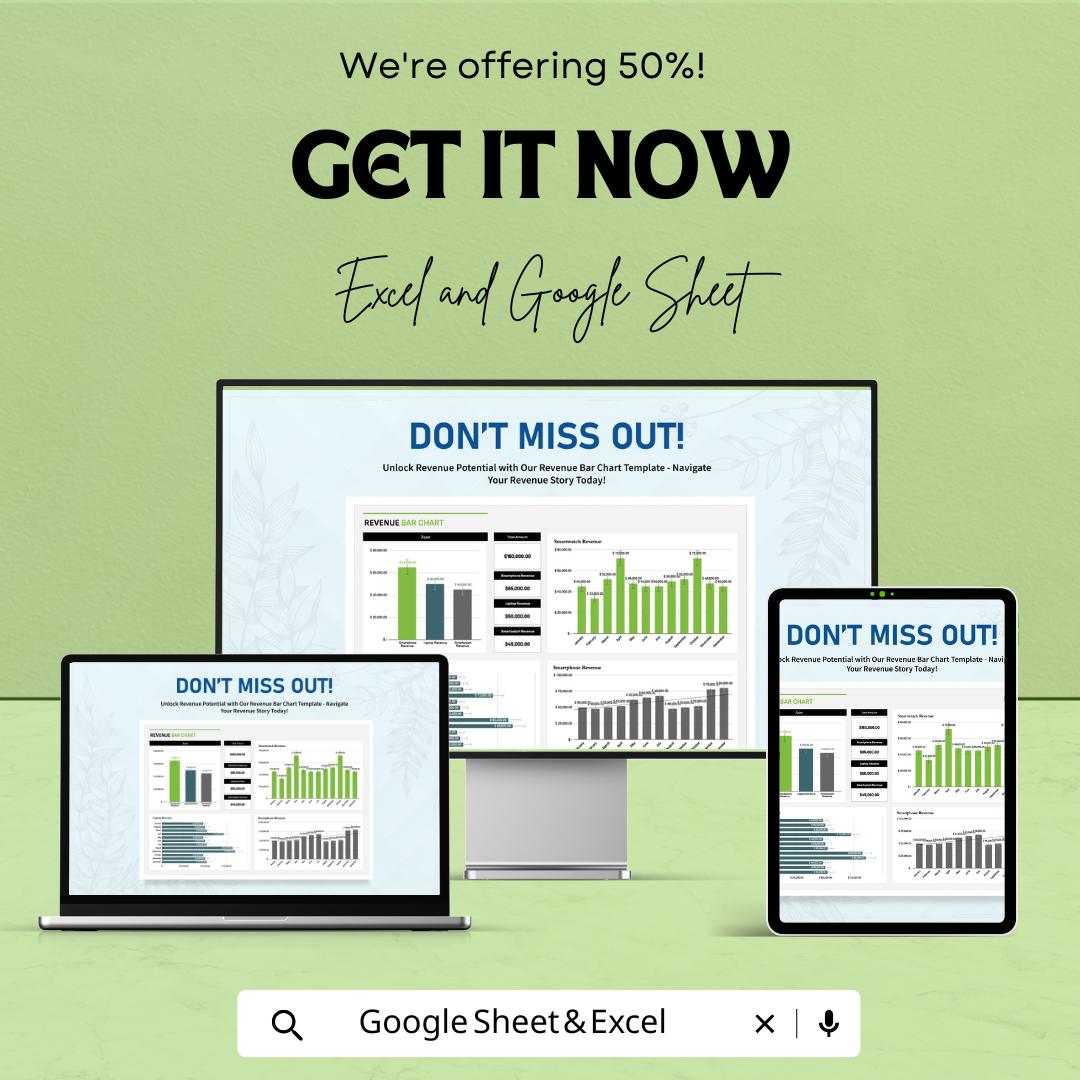Revenue Bar Chart Template | Excel and Google Sheets | Track Sales & Analyze Revenue Trends