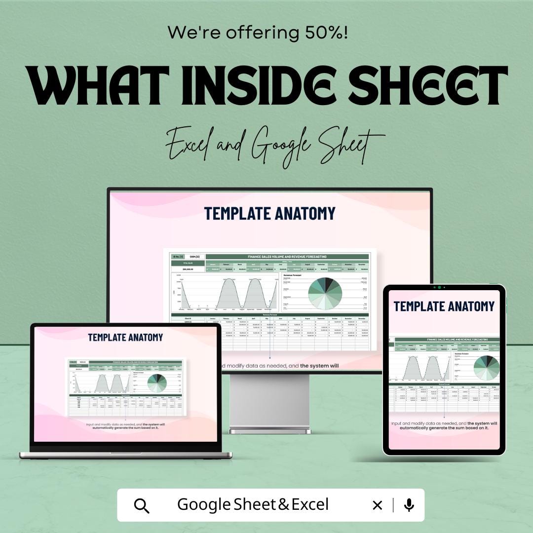 Finance Sales Volume and Revenue Forecasting Template - Google Sheets - Business Forecasting & Financial Planning - Accurate Sales