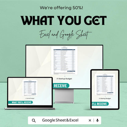 IT Startup Budget Template Excel | Startup Financial Planning Spreadsheet | Tech Business Budget Tracker | Expense & Cost Planning