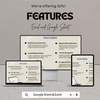 Sales SWOT Analysis Matrix Template | Excel & Google Sheets | Sales Strategy Planner | SWOT Spreadsheet | Business Analysis Tool