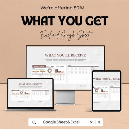 Business Action Plan Template | Project Planner | Task Management Spreadsheet | Goal Setting Template | Business Planner