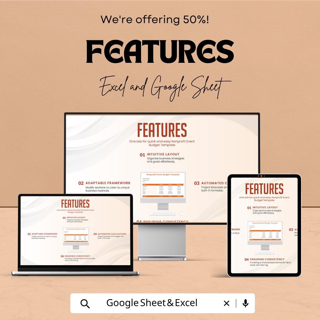 Nonprofit Event Budget Template | Event Budget Spreadsheet | Fundraising Budget Planner | Charity Event Budget Tracker
