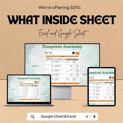 Lease Ledger Template Excel Google Sheets | Rent Payment Tracker | Lease Management Spreadsheet | Rental Ledger Template | Property Manageme